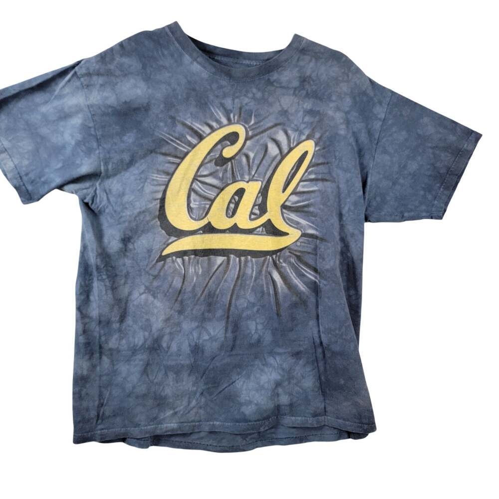 The Mountain Cal State Tie Dye Graphic Tee Mens XL Blue Gold Short Sleeve